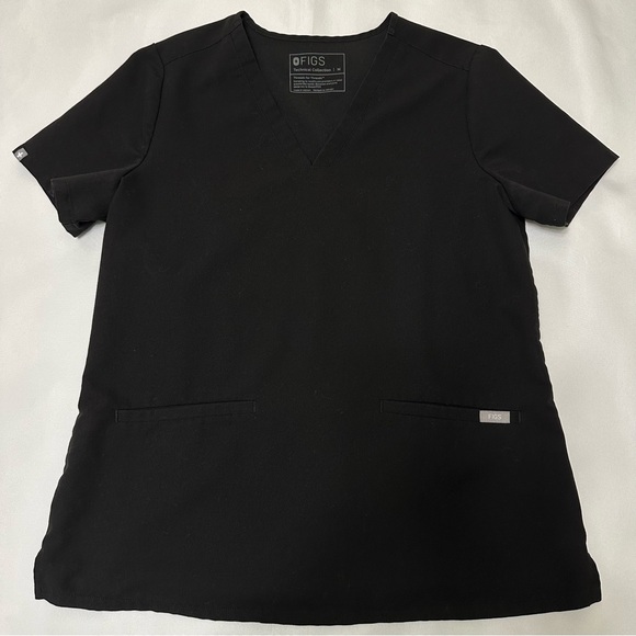 FIGS Black Scrub Top ladies size medium v-neck - Picture 1 of 6